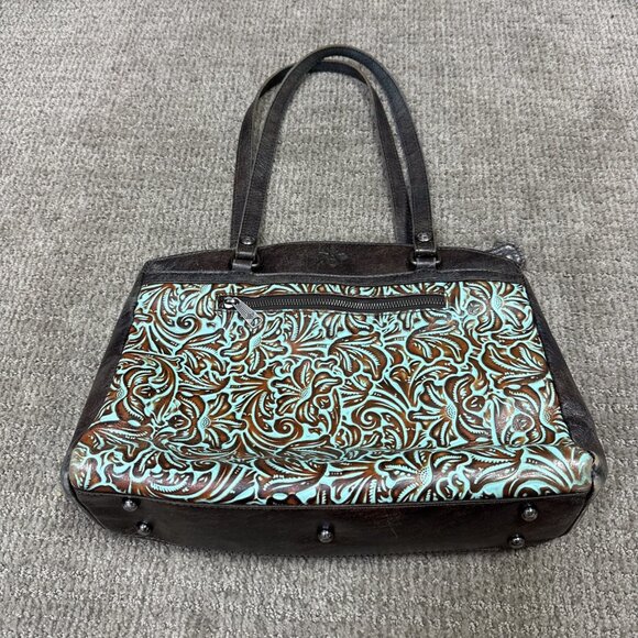 Patricia Nash Tooled Turquoise Poppy Leather Bag Large - Picture 1 of 10